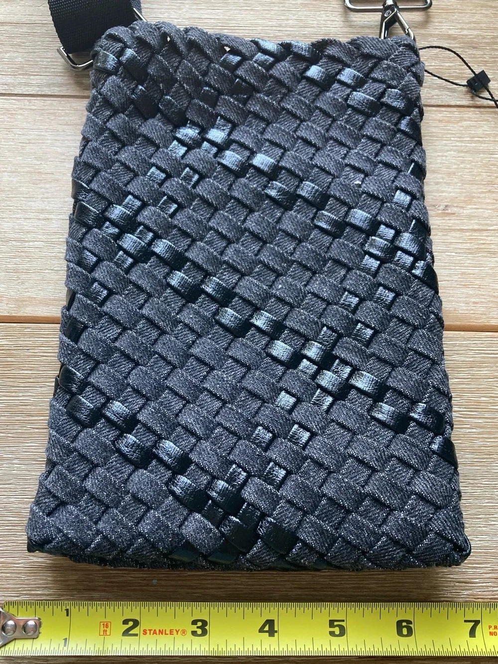 Haute Shore Shay Noir Woven Cell Phone Crossbody Bag Black Metallic NWT